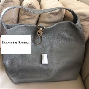 Dooney and bourke grey logo lock shoulder bag